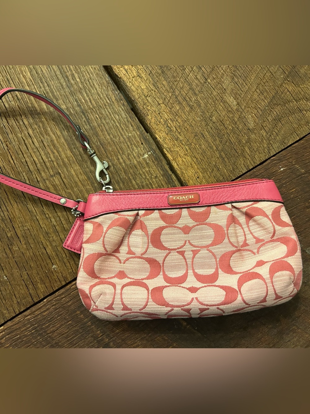 Coach Pink Signature Clutch Wristlet